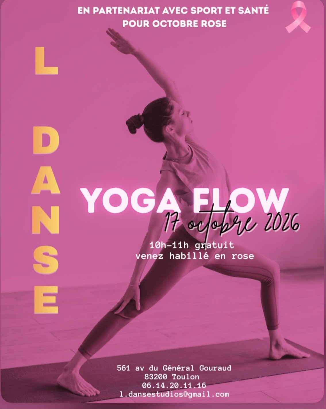 Affiche Yoga Flow Octobre Rose