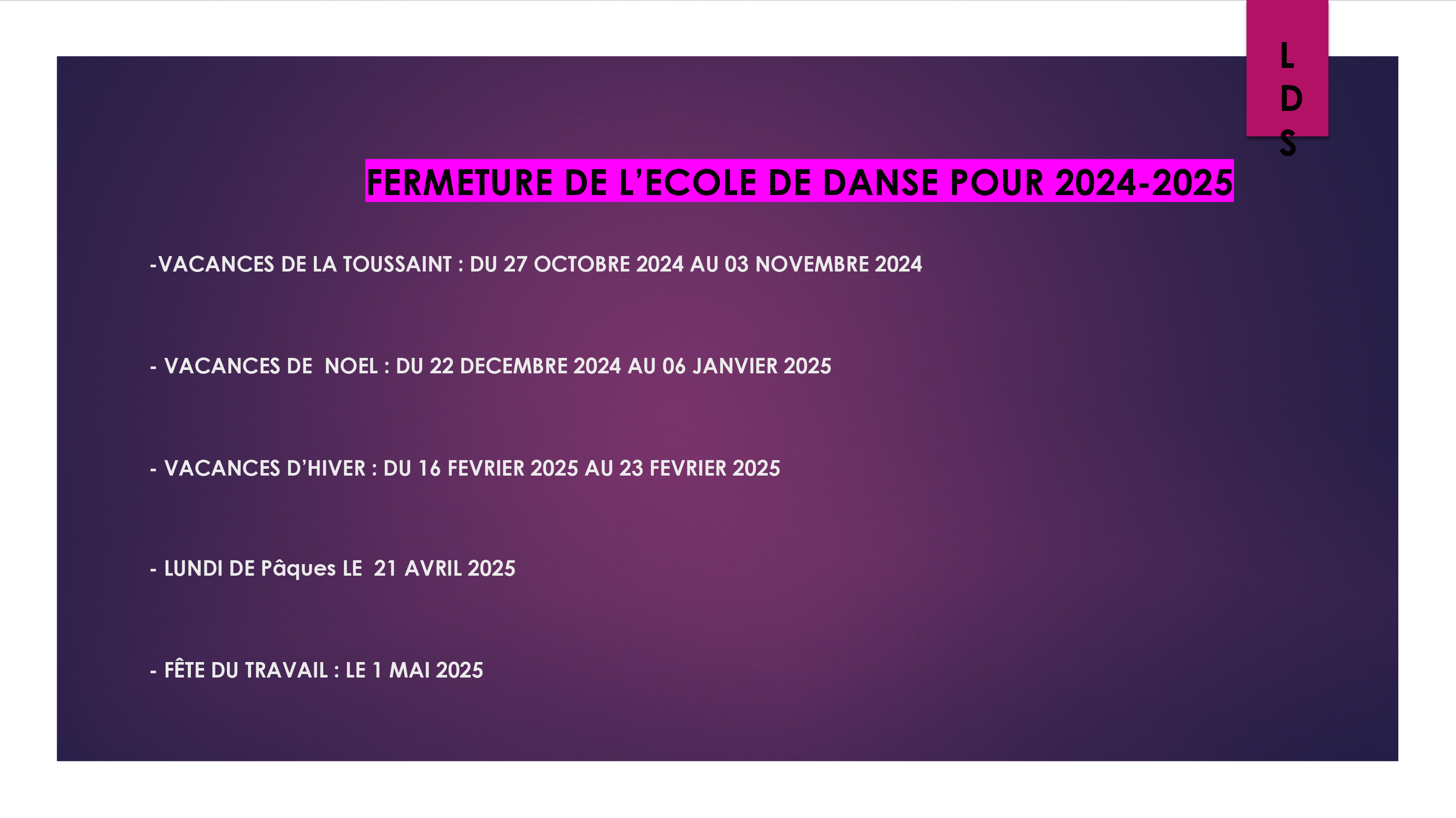 FERMETURE ECOLE 2025